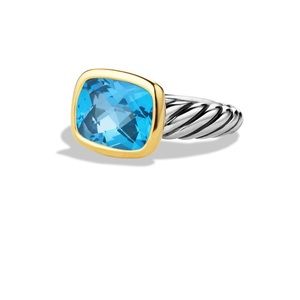 David Yurman Noblesse Ring with Blue Topaz & Gold